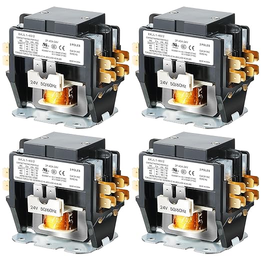 Dreyoo 4 Pcs 24V Coil 40A 2 Pole Air Conditioner Contactor, UL Certified HVAC by Dreyoo