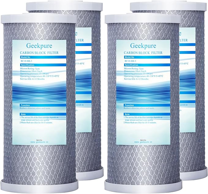 Geekpure 10 Inch Whole House Carbon Block Water Filter Reduce Chlorine Taste by Geekpure