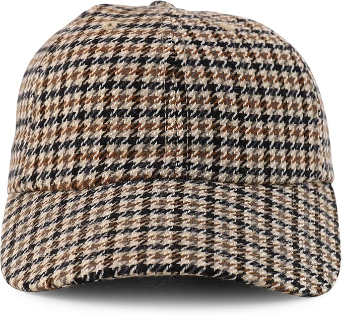 Trendy Apparel Shop Plaid Checker Wool Blend Unstructured Baseball Cap - Image 2