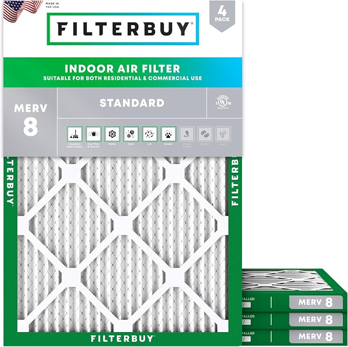 Filterbuy 19.75x21.5x1 Air Filter MERV 8 Essential Dust & Allergy Defense by Filterbuy