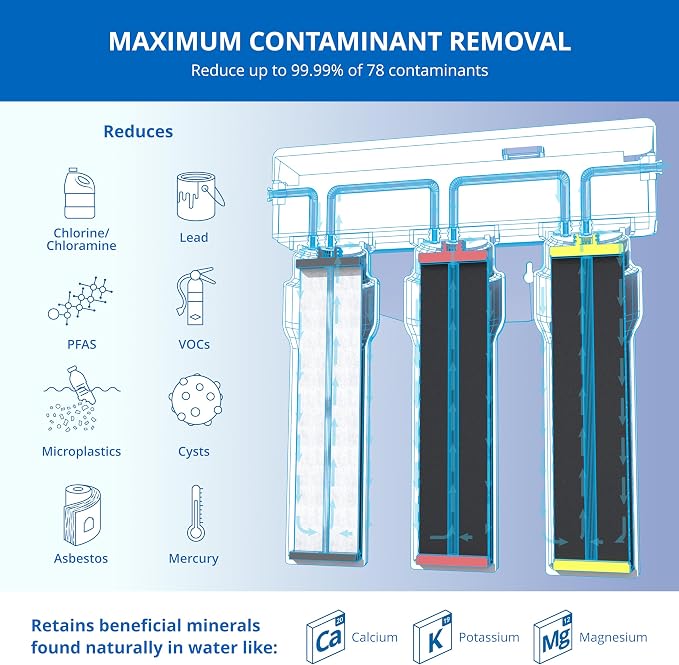 Aquasana Under Sink Water Filter | 3-Stage Max Flow Filtration | Reduces up to - Image 2