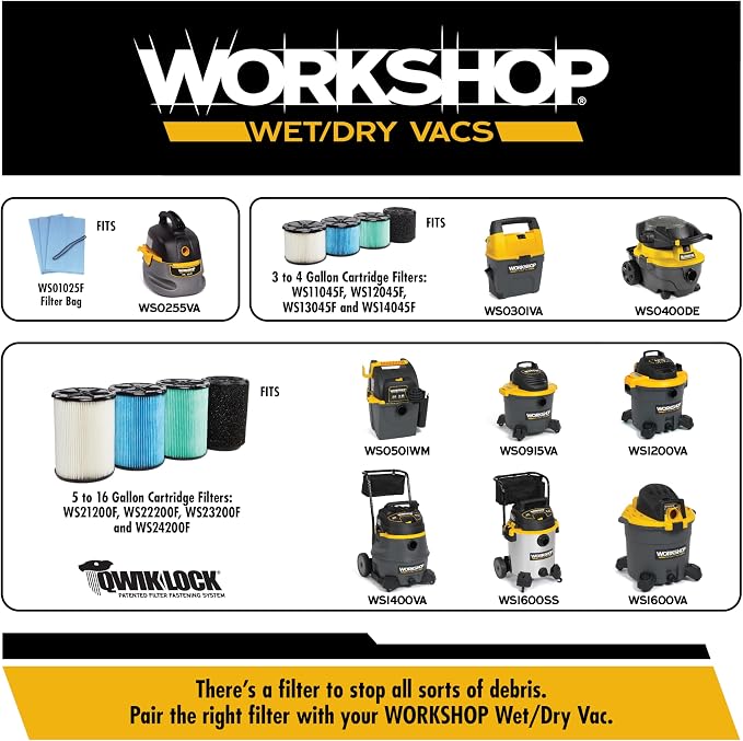 WORKSHOP Wet/Dry Vacs Vacuum Filters WS13045F2 HEPA Media Filter - Image 5