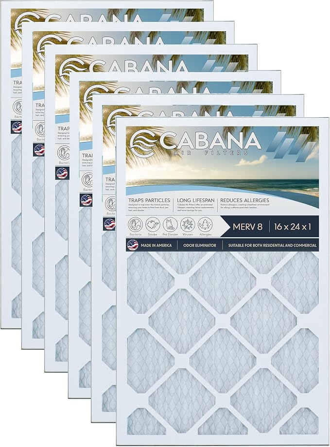 Cabana Filters 6-Pack 16x24x1 MERV 8 AC Furnace Air Filter - Image 8