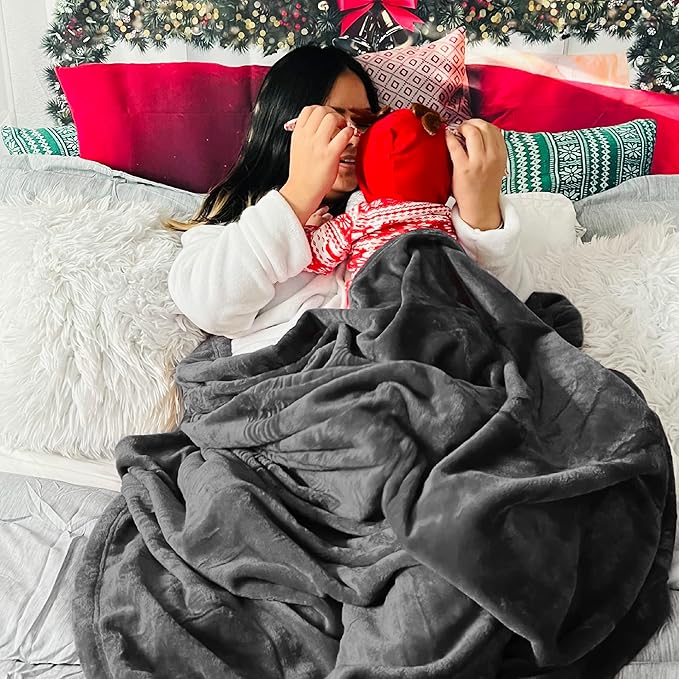 Bedsure GentleSoft Fleece Blanket California King Size Charcoal - Lightweight Plush Fuzzy Cozy Soft Bed Blankets, 102x96 inches