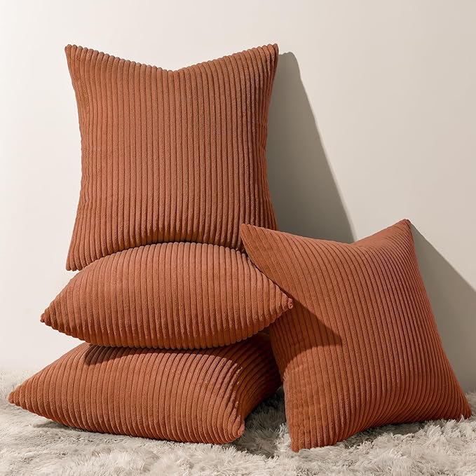 Topfinel Decorative Rust Throw Pillow Covers Cushion Cases, Set of 4 Soft Velvet Modern Double-Sided Designs Terracotta Home Decor ，Fall Style Throw Pillows 20x20 inches