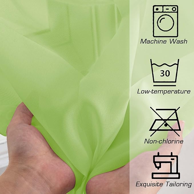 OWENIE Sheer Lime Curtains for Bedroom Living Room 63 Inch Length 2 Panels Set, Modern Soft Solid Light Filtering Sheer Curtains for Dining Room, Rod Pocket Window Treatments, Lime, 42" Wx63 L