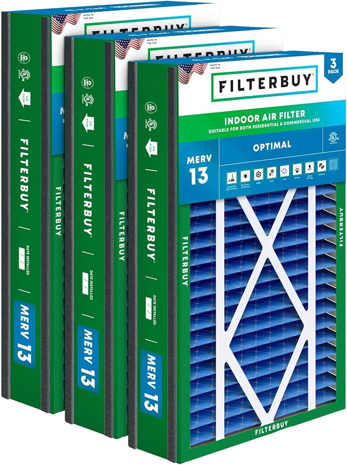 Filterbuy 16x25x5 Air Filter MERV 13 Optimal Smoke & Allergy Defense, by Filterbuy