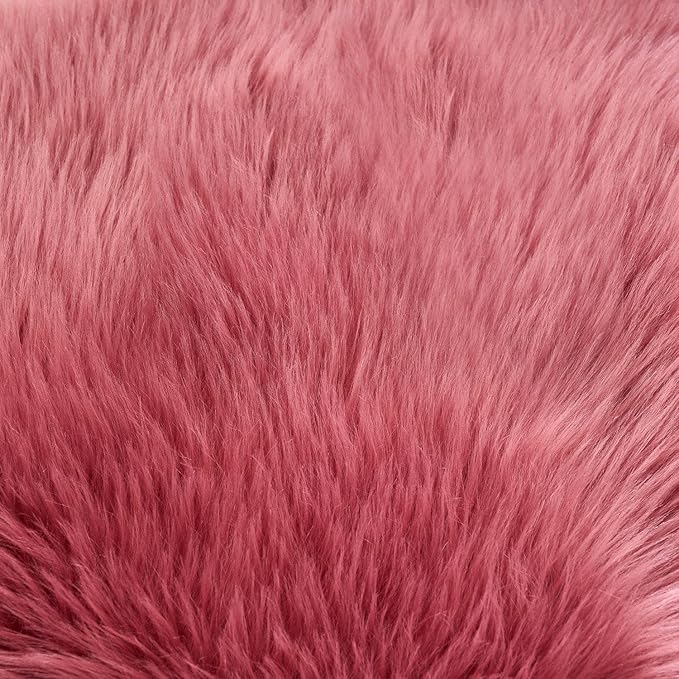 EasyJoy Ultra Soft Fluffy Shaggy Area Rug Faux Fur Rug Chair Cover Seat Pad Fuzzy Area Rug for Bedroom Floor Sofa Living Room (2 x 6 ft Sheepskin, BlushPink)