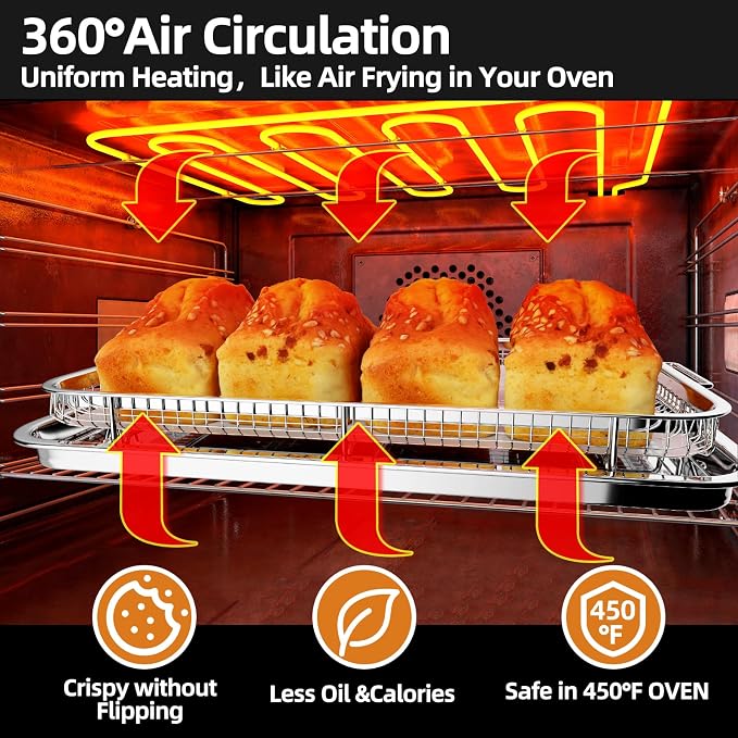Air Fryer Basket, 2 Set Air Fryer Pans and Tray - Image 5