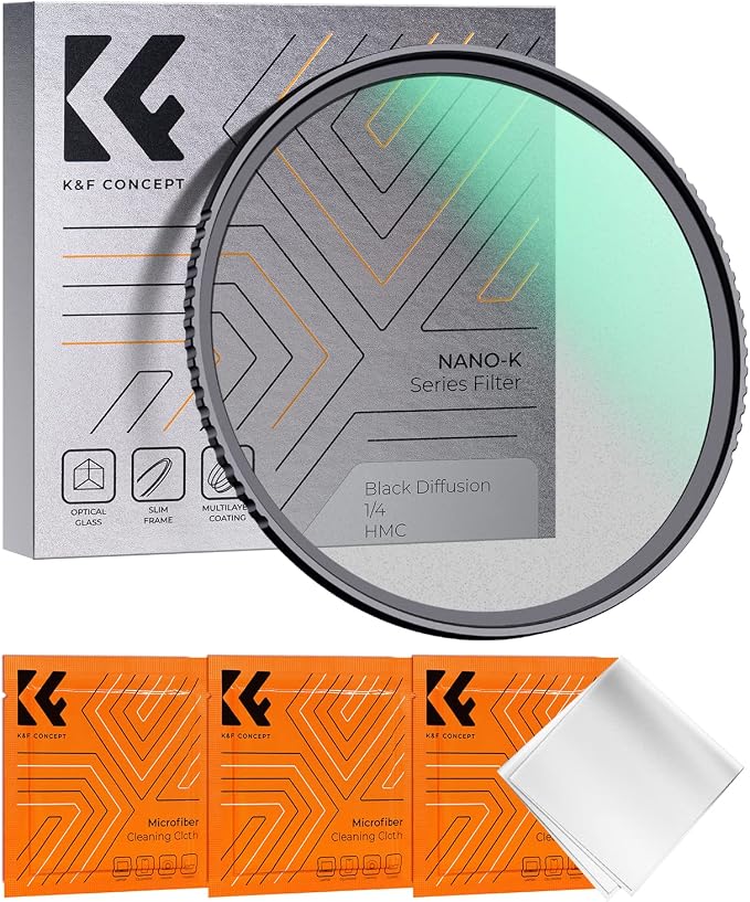 K&F CONCEPT 58mm Black Diffusion 1/4 Filter Mist Cinematic Effect Filter by KFCONCEPT
