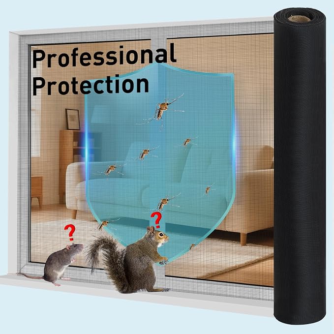 304 Stainless Steel Mesh Window Screen Roll, 47IN x 16FT Black Metal Window - Image 5