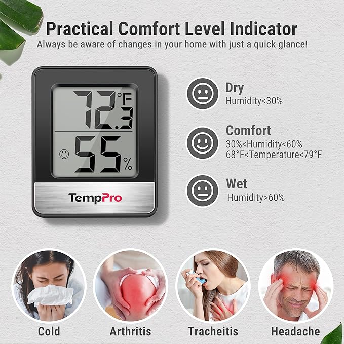 TempPro TP49 2 Pieces Digital Hygrometer Indoor Thermometer Humidity Meter Room - Image 3
