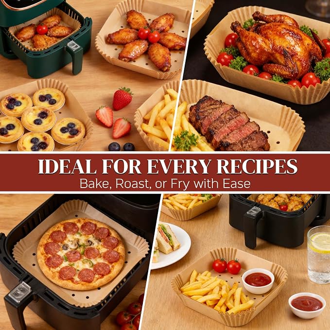 BYKITCHEN 300PCS Perforated Air Fryer Disposable Paper Liners - Image 8
