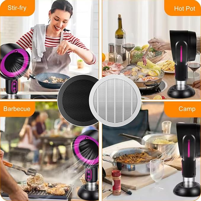 Negative Ion Range Hood, Puff Hide Smoke Fan Portable Electric Air Purifier - Image 5