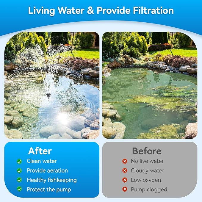 POPOSOAP Pond Filter with Pump Fountain Kits Built-in UV Clarifier, 660GPH/40W - Image 2