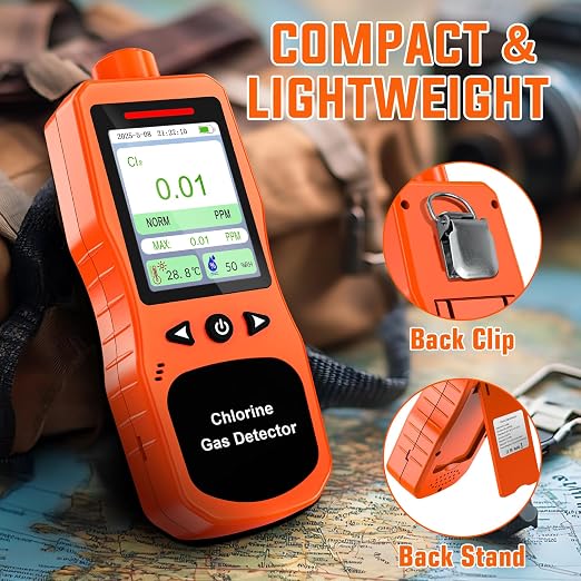 Chlorine Gas Detector | 0.01PPM Resolution & Range 0-20PPM | Rechargeable - Image 7
