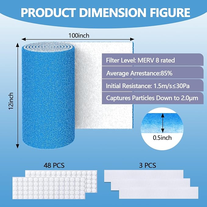 MERV 8 Air Vent Filters, Triple Vent Filter HVAC Furnace Filters Kit - Image 2