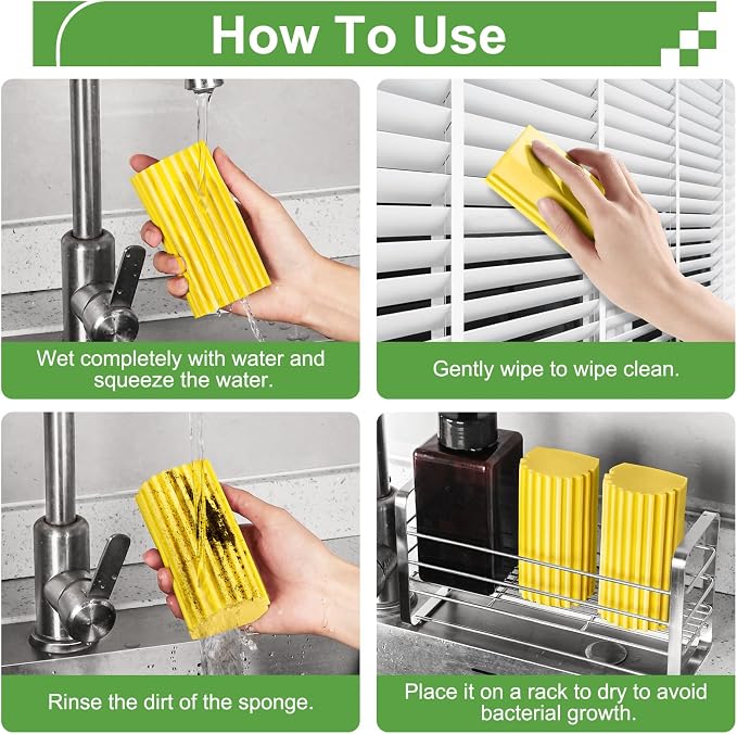 Jeymei 4-Pack Damp Clean Duster Sponge Brush - Image 3