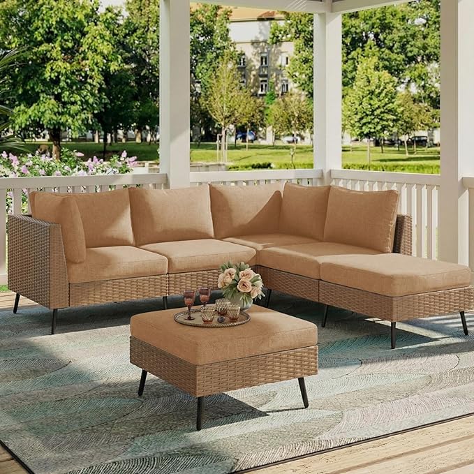 hyha Milk Silk Couch Cushion Covers, Soft Magic Sofa Covers Washable for 2 Cushion Couch, Stretch Sectional Outdoor Cushion Covers for Patio Furniture with Elastic Bottom(2 Packs, Camel)