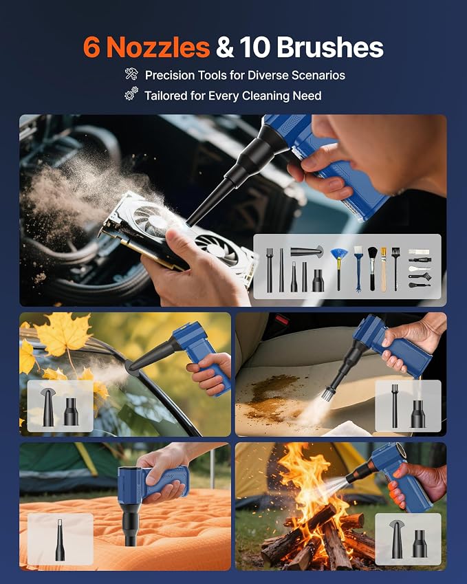 Compressed Air Duster, 000RPM Ultra-Powerful Cordless Electric Air Duster - Image 6