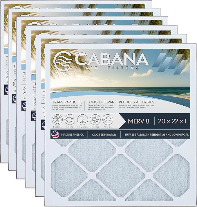 Cabana Air Filters 6 Pack HVAC Furnace Air Filters, MERV 8 by CabanaAirFilters