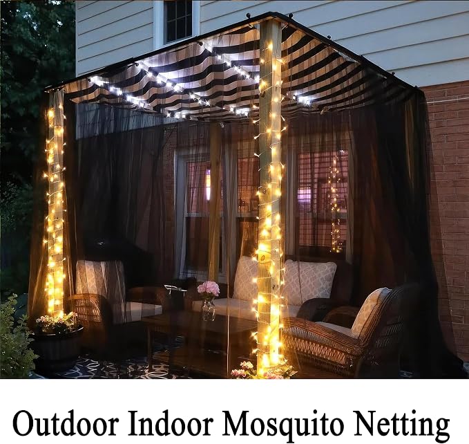 Extra Wide Outdoor Curtains Waterproof Black Voile Mesh Screen Lightweight - Image 2