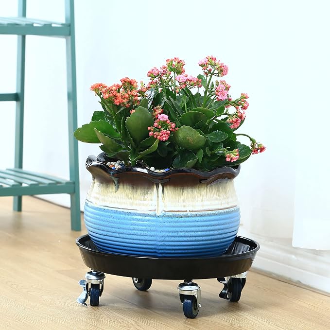 3 Packs Metal Plant Caddy with Wheels 13" Rolling Plant Stand Heavy Duty Plant - Image 7