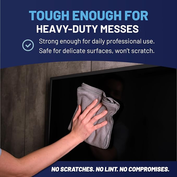 12" x 12" MW Pro Multi-Surface Microfiber Cleaning Cloths | Gray - Image 6