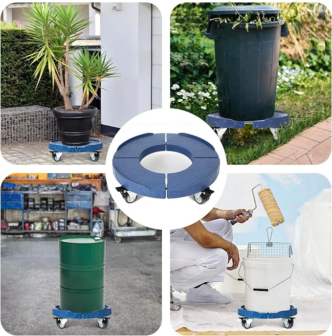 W B D WEIBIDA Round Dolly Cart Heavy Duty, Adjustable 15-19 Inch Trash Can Dolly - Image 3