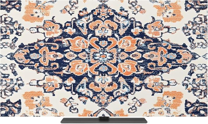 Boho Pattern Retro Orange Block Indoor TV Cover, Elastic TV Screen Protector by Unknown