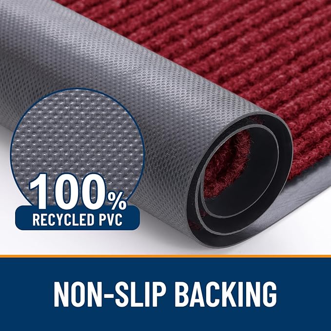OLANLY Front Door Mat Indoor Outdoor Entrance, Waterproof Heavy Duty Doormat, Fade Resistant, Low Profile, Easy Clean Patio Porch Welcome Floor Mats for Entry, 59x30, Wine Red