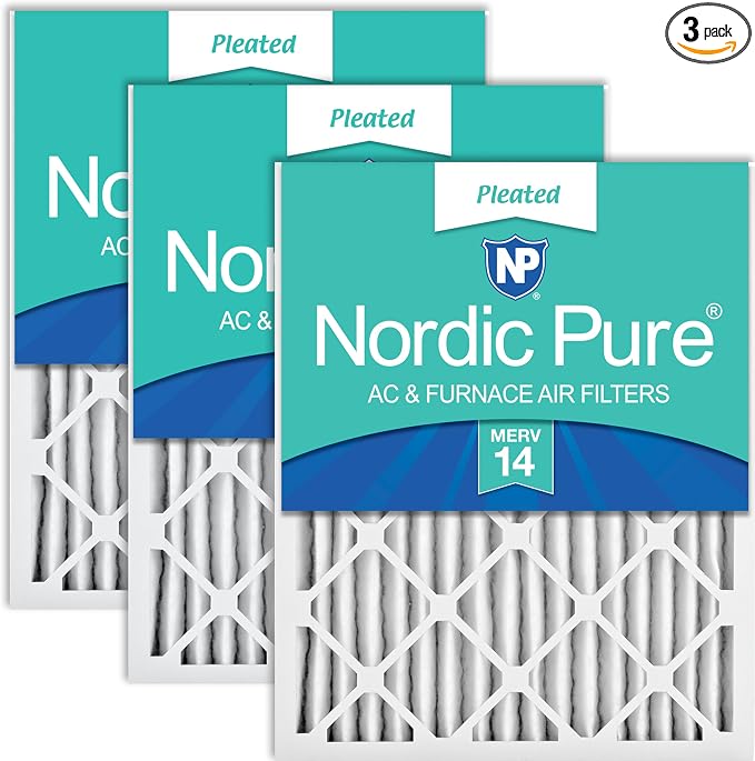 Nordic Pure 16x16x2 Pleated MERV 14 Air Filters 3 Pack by NordicPure
