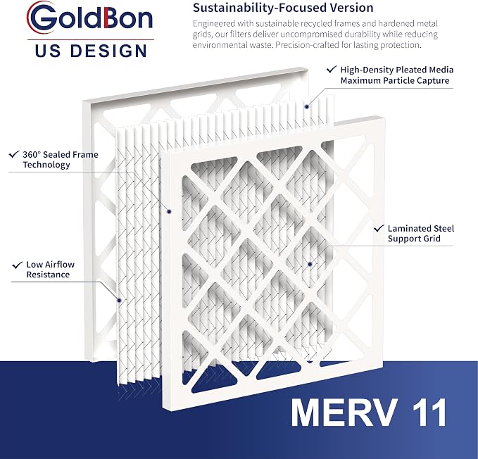 14x14x1 Air Filter 4 Pack MERV 11 MPR 1000 FPR 7- GoldBon AC Filter USA Design- - Image 5