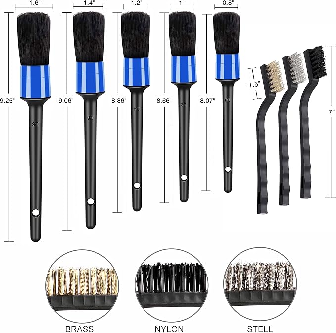 HMPLL 10pcs Detailing Brush Set, Including 5 car Cleaning Brush, 3 Wire Brush - Image 4