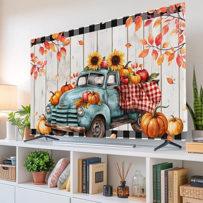 Farm Truck Pumpkin Sunflower Indoor TV Cover, Elastic TV Screen Protector Fall - Image 6