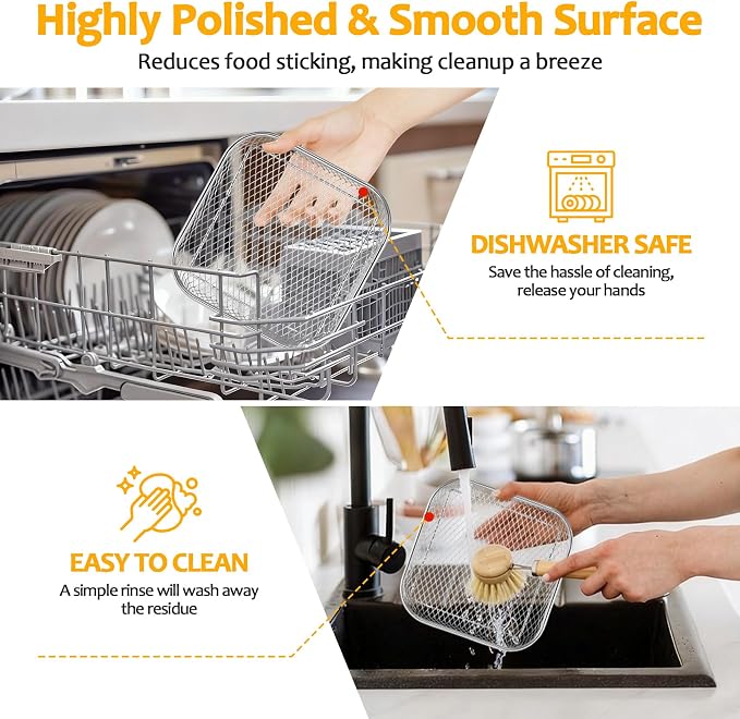 TeamFar Square Air Fryer Rack, 7.72" Stainless Steel Stackable Air Fryer Basket - Image 7