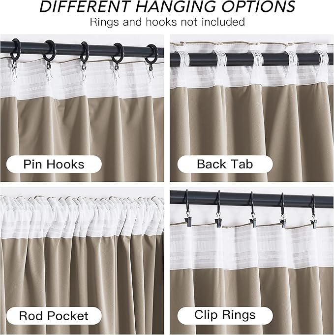 RYB HOME Camel Beige Velvet Curtains 84 inch, Room Darkening Window Curtains with Multiple Hanging Options Heavy Duty Plush Backdrop for Bedroom Guest Room, W52 x L84 inch, 2 Panels