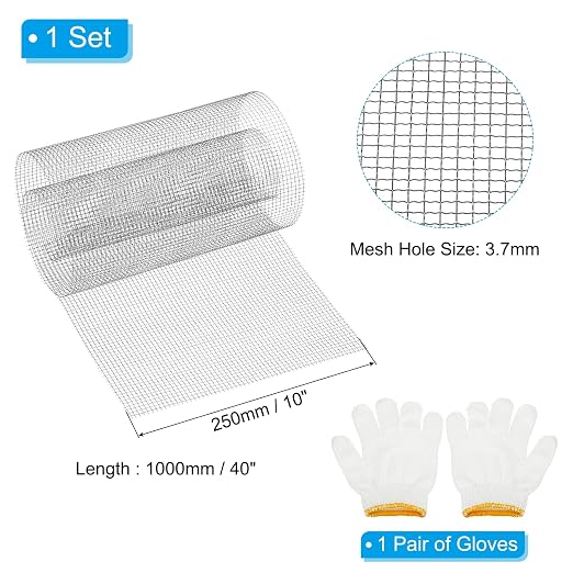 PATIKIL 40" L x 10" W Woven Wire Mesh, 6 Mesh 304 Stainless Steel Air Vent - Image 2