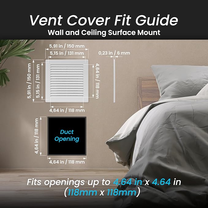 Repa Market 6 x 6 Inch White Square Air Vent Cover - Image 2