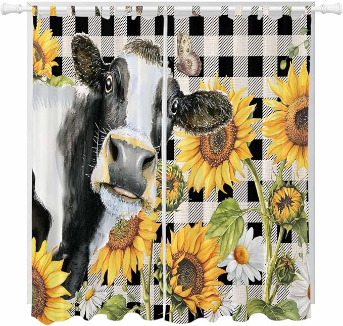 Retro Sunflowers Living Room Curtains 84 Inch Length, Window Curtains Tab Top by Unknown