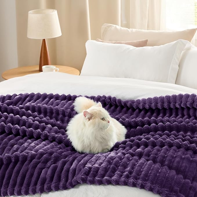 Bedsure GentleSoft Purple California King Size Blanket for Couch - Cozy Soft Blankets for Women, Cute Small Fleece Throws for Girls, Birthday Gifts for Women, 102x96 Inches