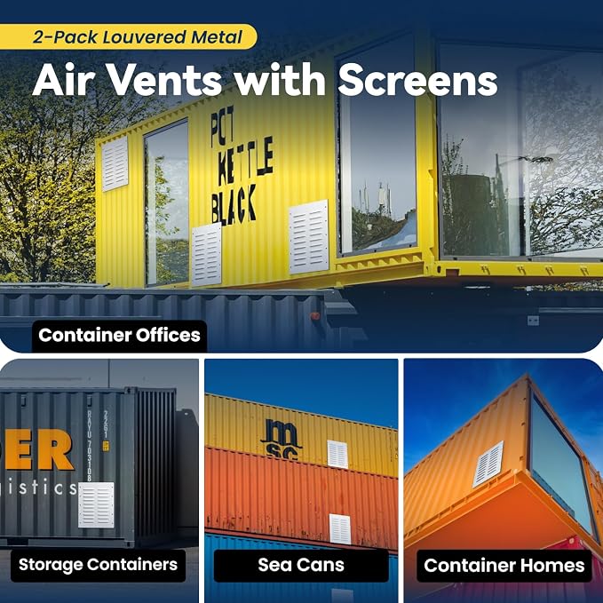 2 Pack Heavy-Duty Steel Shipping Container Vents 11.26"x14", Weatherproof - Image 4