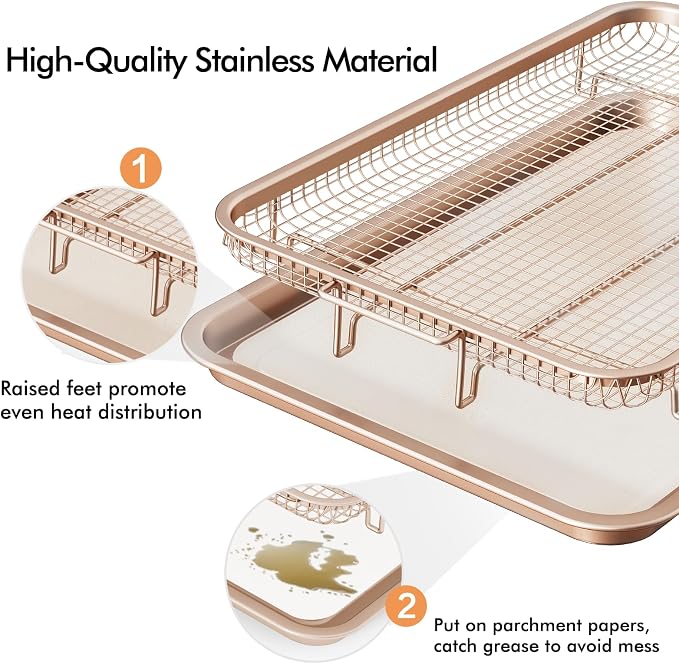 Air Fryer Basket for Oven, 2 Set Air Fryer Basket and Tray Set - Image 3