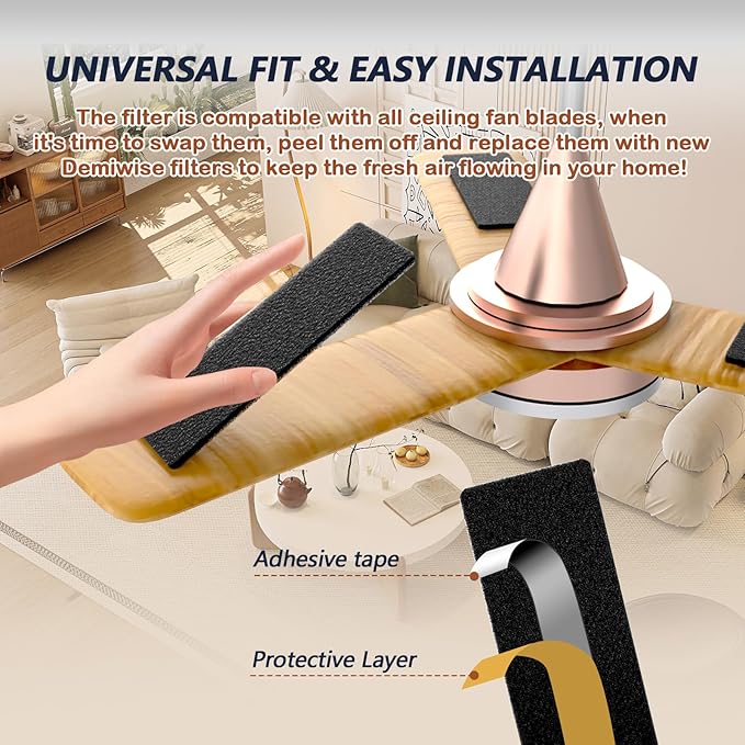 Ceiling Fan Filters for Blades, Easily Sticks Unscented Air Filters for Common - Image 5