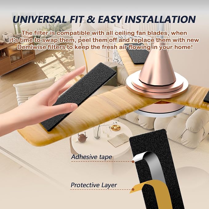 Ceiling Fan Filters for Blades, Easily Sticks Unscented Air Filters for Common - Image 5