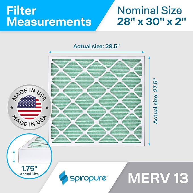 SpiroPure 28x30x2 MERV 13 Pleated Filter Air Filters - Image 2