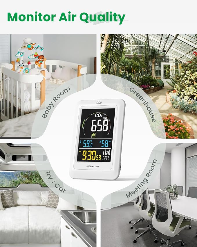 Newentor CO2 Monitor, Indoor Air Quality Meters, Carbon Dioxide Detector - Image 7