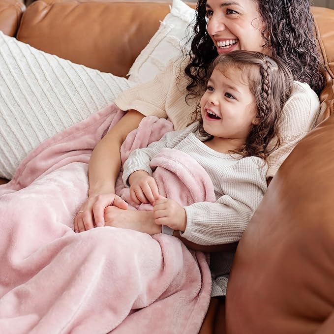 Bedsure GentleSoft Pink Fleece Blankets Queen Size - Bed Blanket Soft Lightweight Plush Fuzzy Cozy Luxury Microfiber, 90x90 inches