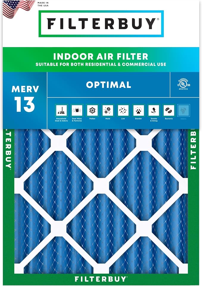 Filterbuy 24x28x2 Air Filter MERV 13 Optimal Smoke & Allergy Defense, by Filterbuy