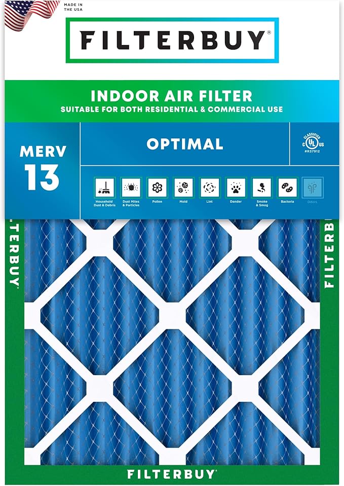Filterbuy 24x30x2 Air Filter MERV 13 Optimal Smoke & Allergy Defense, by Filterbuy